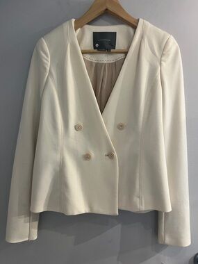 Anthropologie Collarless Cropped Blazer – Ivory (NWT)